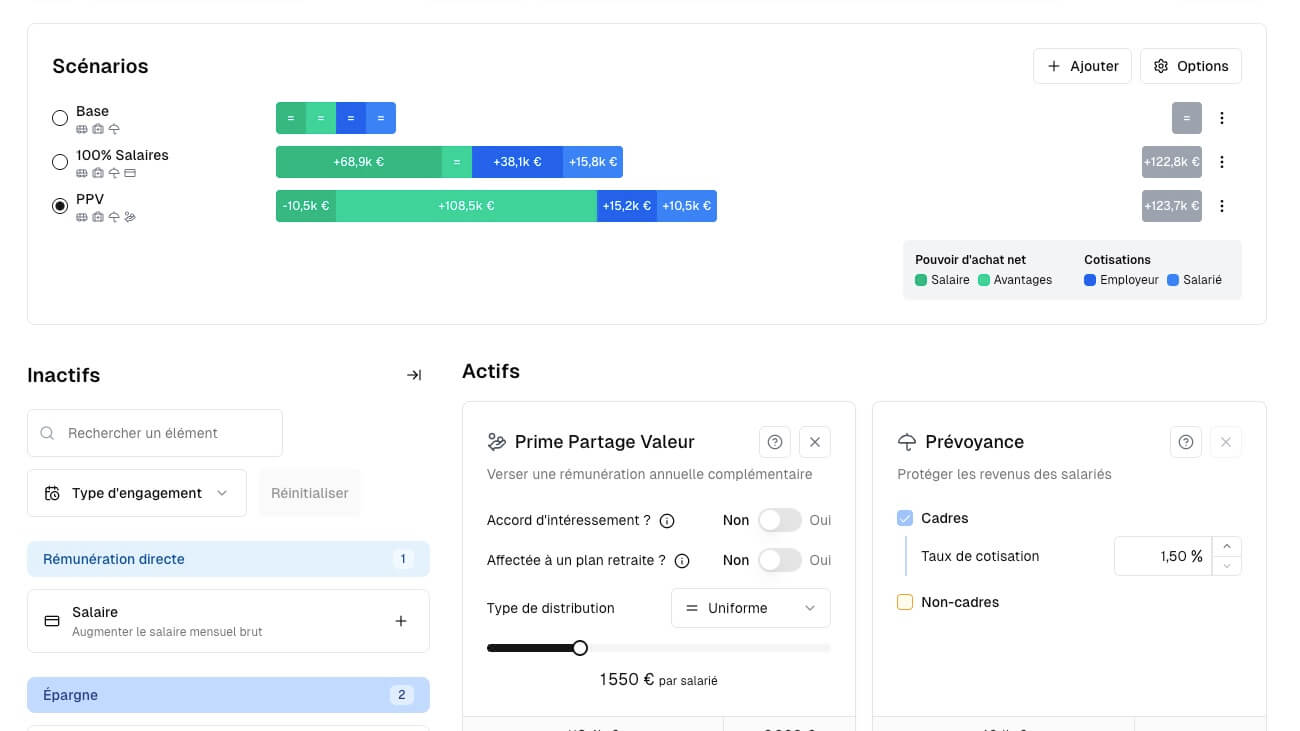 Simulation unifiée salaires et avantages